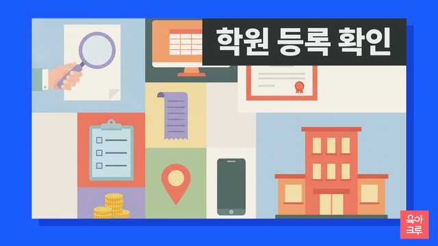 학원 등록 확인 방법 — 증명서와 교습비 확인 절차를 나타낸 그래픽 커버