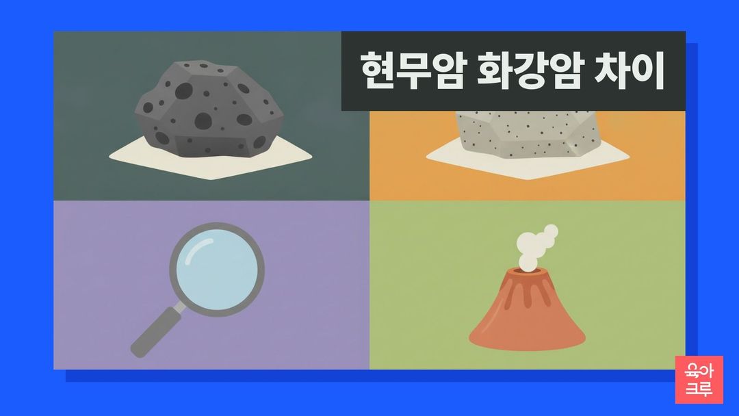 현무암 화강암 차이 일러스트, 검은 돌과 흰 돌, 돋보기