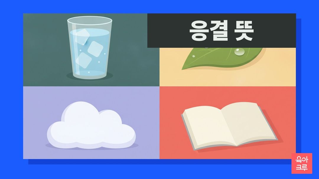 응결 뜻 일러스트, 물방울 맺힌 차가운 컵과 이슬 맺힌 잎, 공책