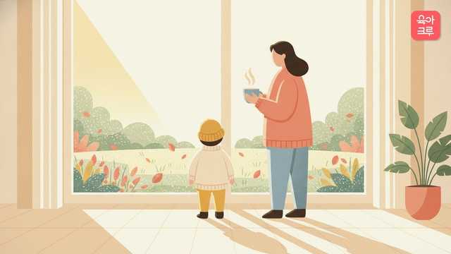 서리 내린 아침 창가 일러스트