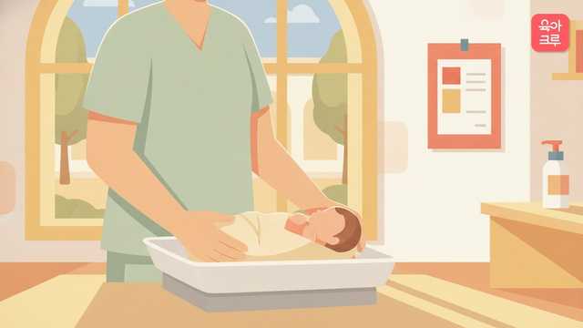 신생아 몸무게 측정 안내 일러스트