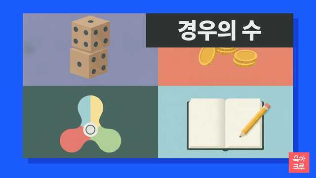 경우의 수 일러스트, 주사위와 동전, 회전판과 공책