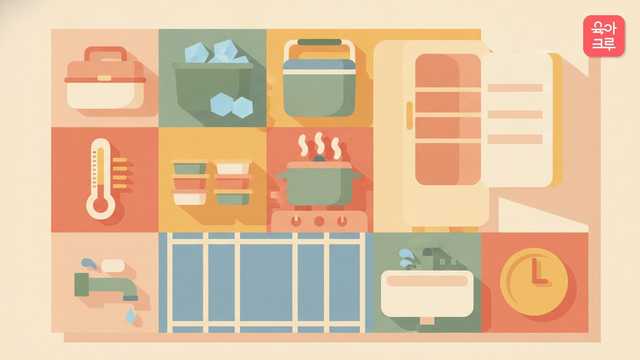 10월 식중독 — 도시락·아이스박스·냉장고 일러스트