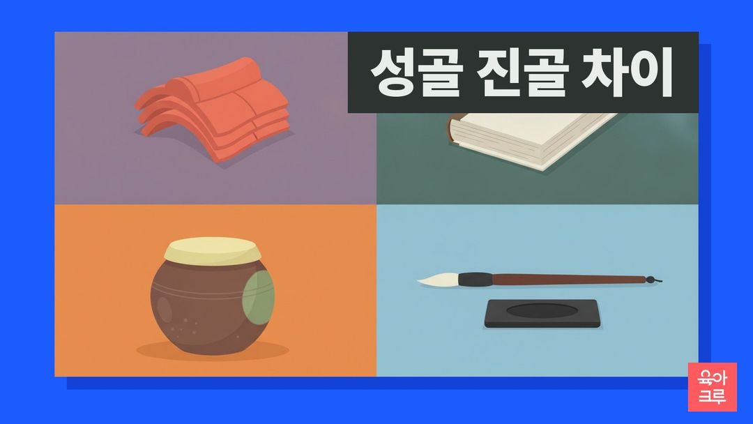 성골 진골 차이 일러스트, 옛 기와와 옛 책, 붓