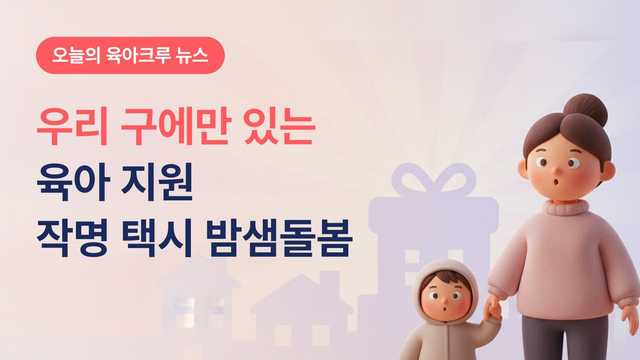 우리 구에만 있는 육아 지원! 양천 밤샘돌봄 노원 아이편한택시 서초 아빠장려금