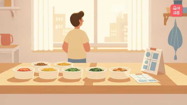 한 주 반찬을 나란히 담아 둔 반찬통