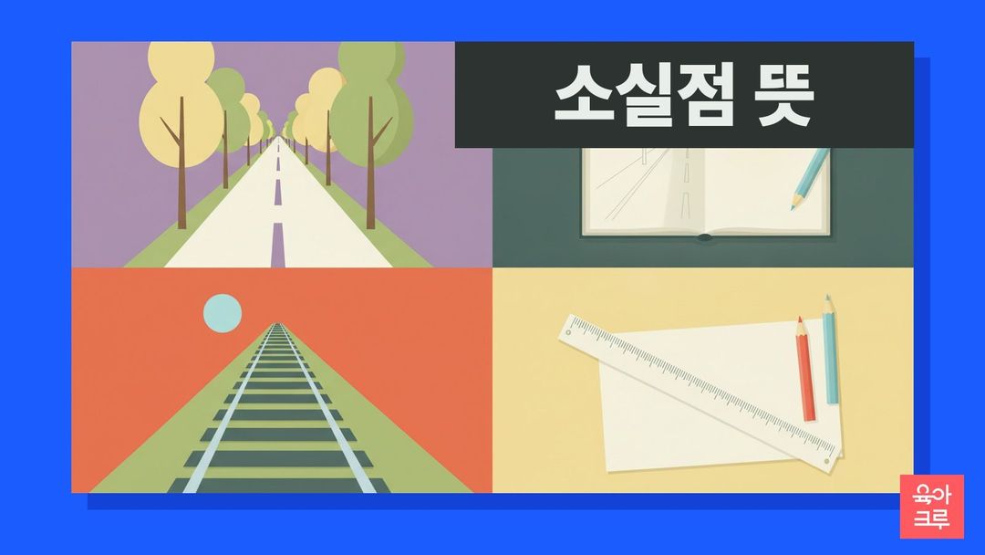소실점 원근법 일러스트, 멀리 뻗은 길 그림과 스케치북, 자와 연필
