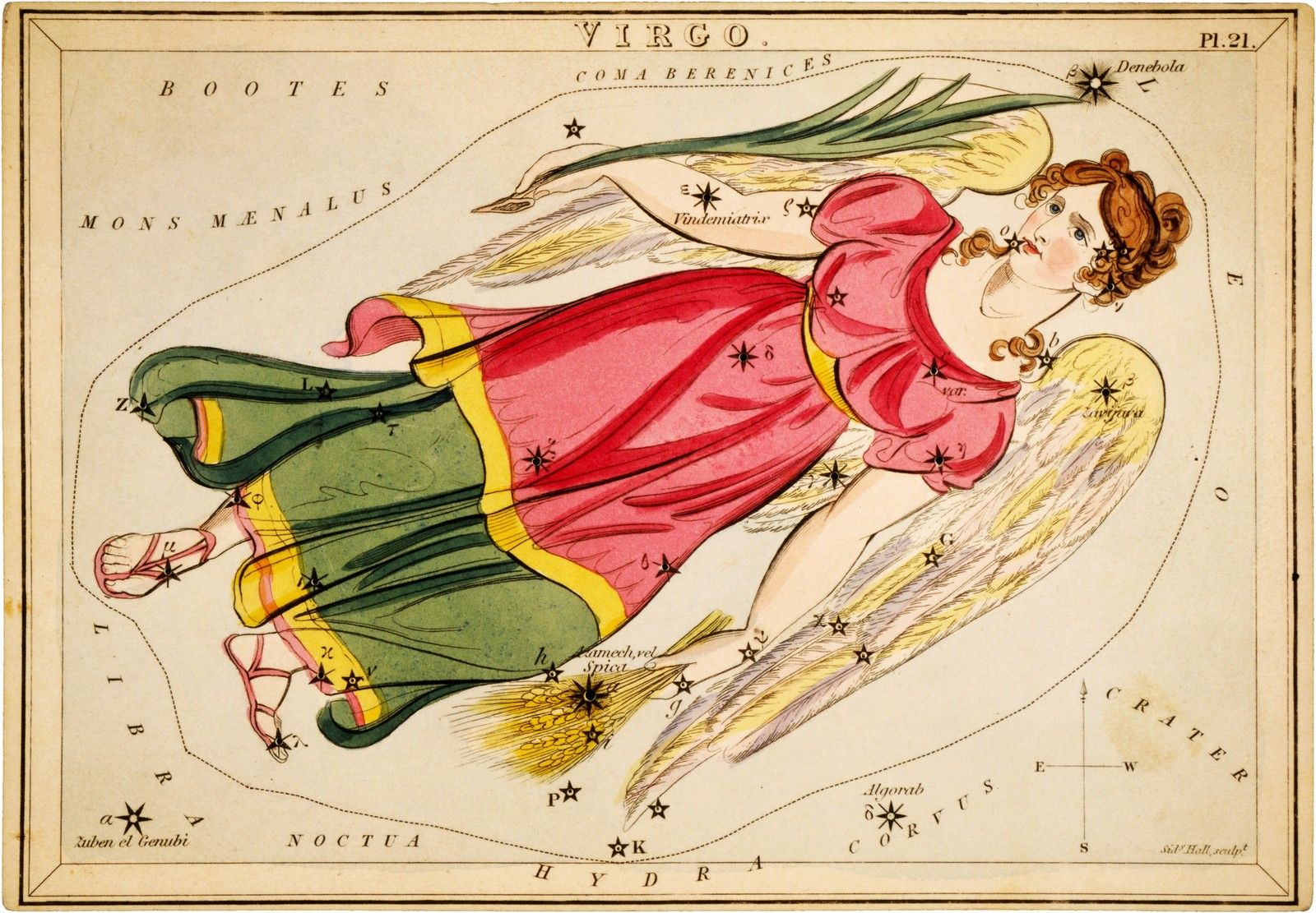 옛 별자리 그림책(1825년)에 그려진 처녀자리