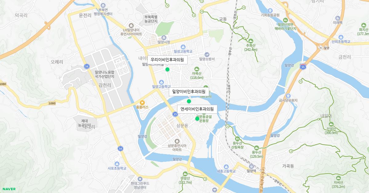 경상남도 밀양시 토요일 이비인후과 병원 정보