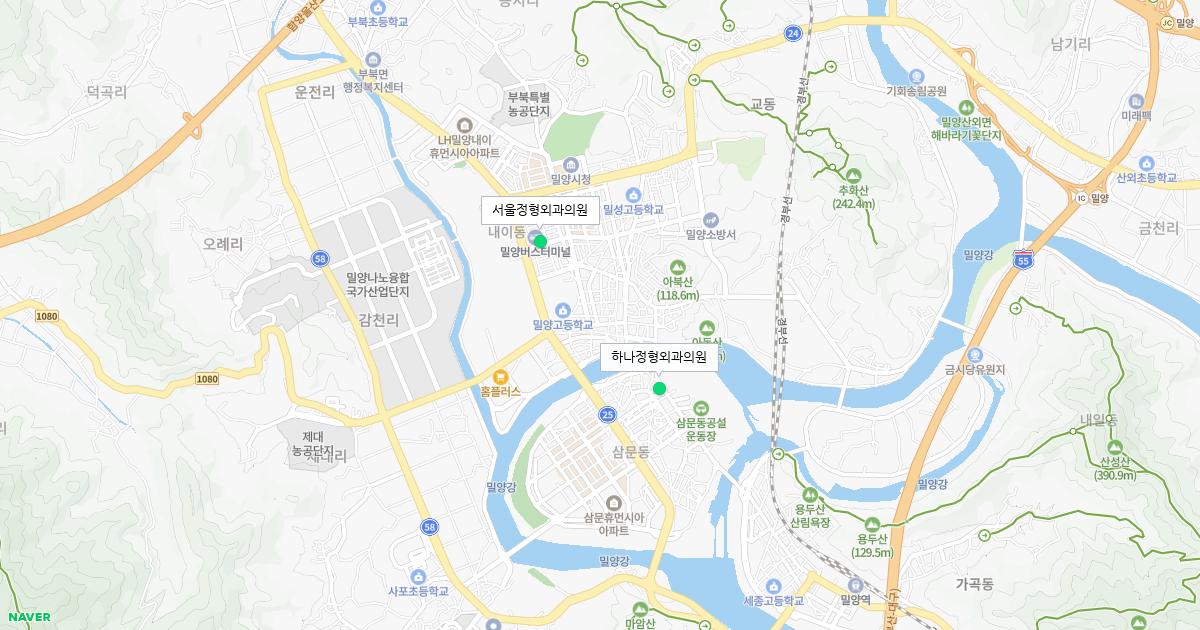 경상남도 밀양시 토요일 정형외과 병원 정보