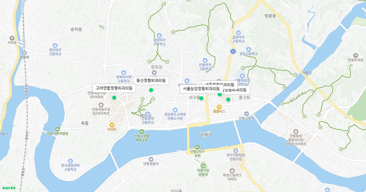 경상북도 안동시 토요일 정형외과 병원 정보