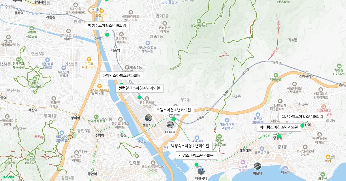 부산시 해운대구 토요일 소아청소년과 병원 정보
