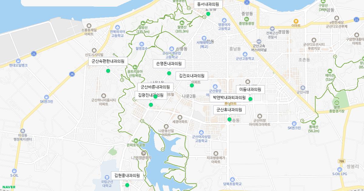 전라북도 군산시 토요일 내과 병원 정보