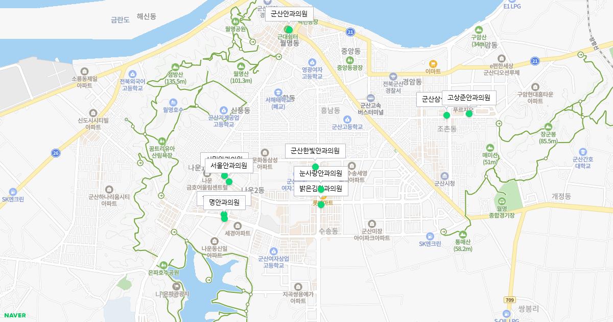 전라북도 군산시 토요일 안과 병원 정보