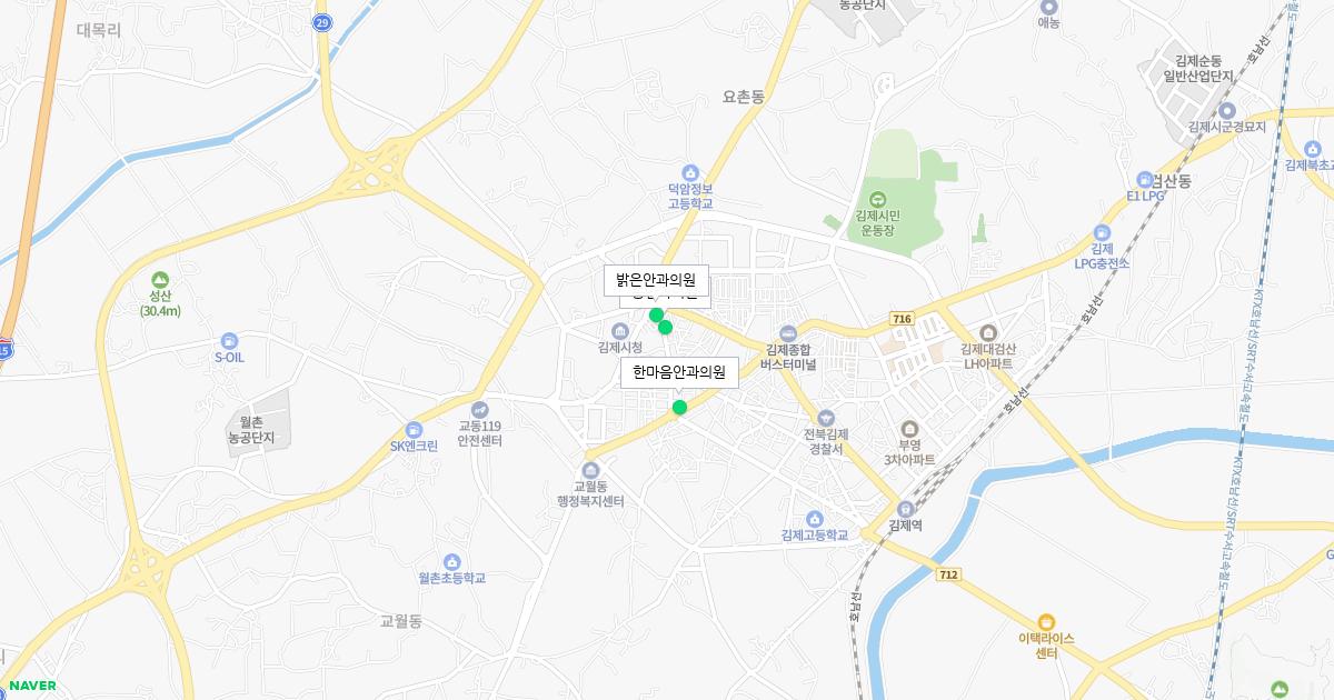 전라북도 김제시 토요일 안과 병원 정보