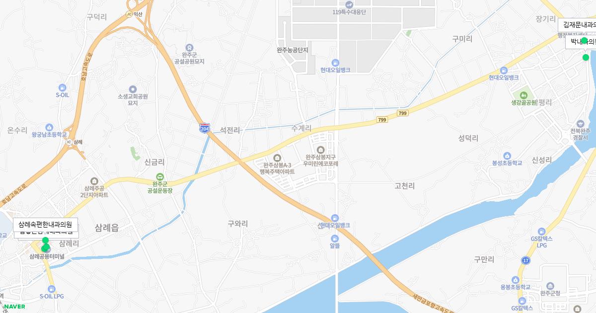 전라북도 완주군 토요일 내과 병원 정보