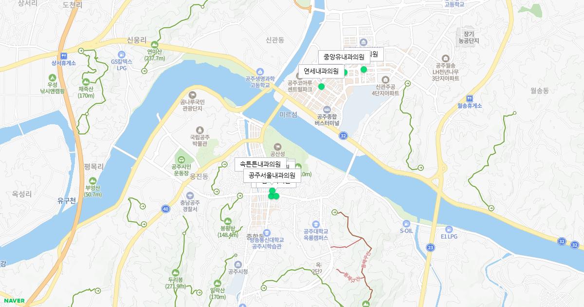 충청남도 공주시 토요일 내과 병원 정보