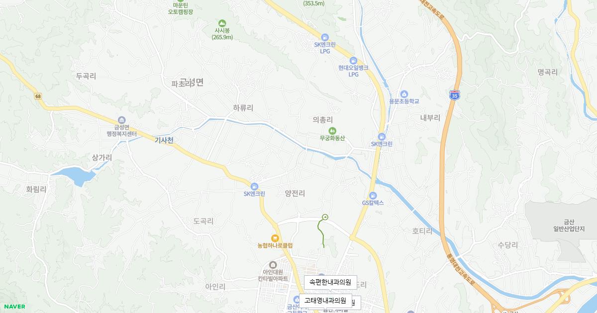 충청남도 금산군 토요일 내과 병원 정보