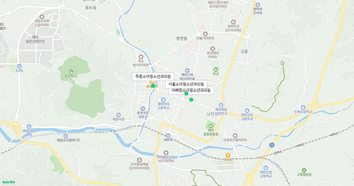 충청북도 제천시 토요일 소아청소년과 병원 정보