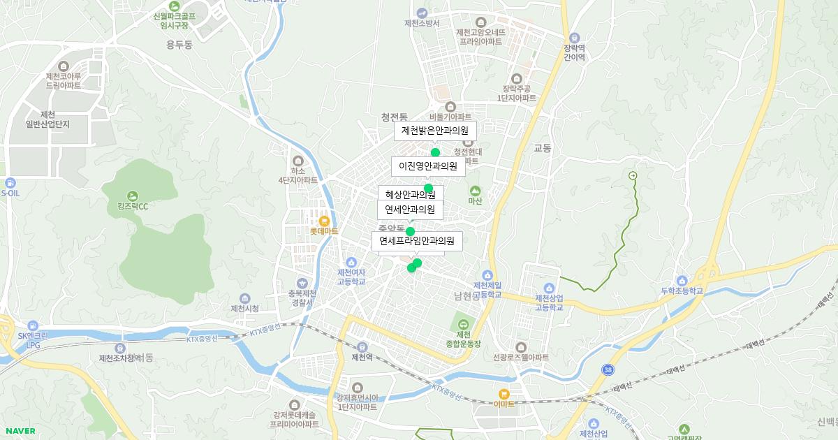 충청북도 제천시 토요일 안과 병원 정보