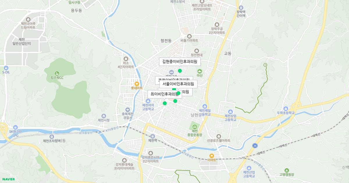 충청북도 제천시 토요일 이비인후과 병원 정보