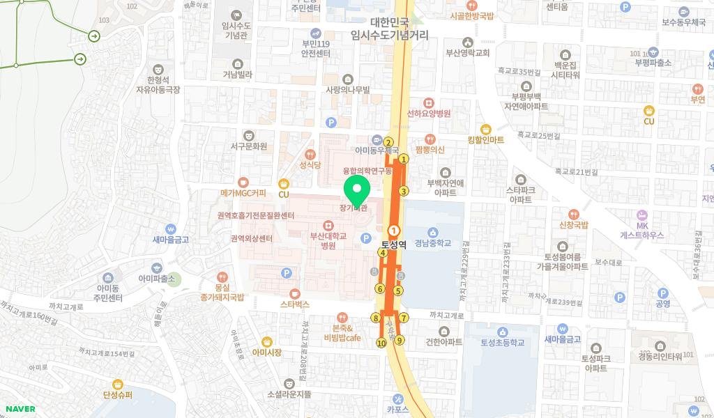 부산대학교병원 작은(쌈지)도서관 지도 이미지