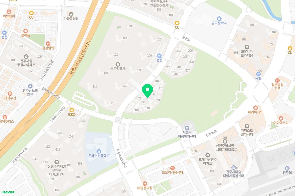 신진주 역세권 파밀리에 피아체 102동 108동 사이 놀이터 지도 이미지