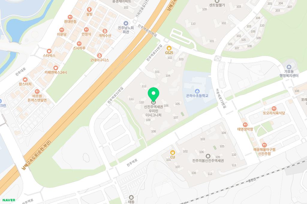 신진주역세권우미린 마운딩놀이터 지도 이미지