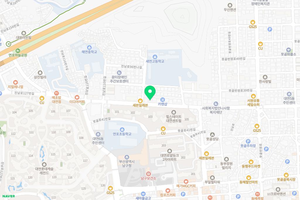 부산대연동 힐스테이트 대연센트럴 어린이집 옆 유아놀이터 지도 이미지