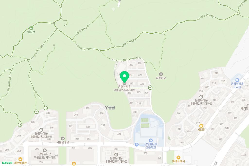 은평뉴타운두산위브우물골제4관리아파트 235동앞 놀이터 지도 이미지