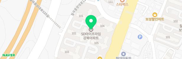 SD아이프라임 강북아파트 104동~105동 사이 어린이놀이터B 지도 이미지