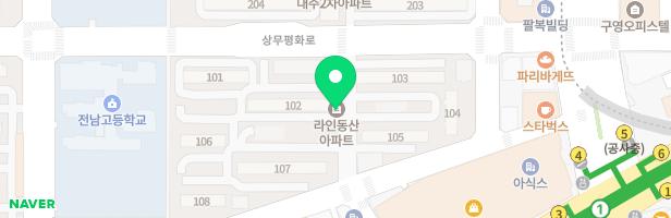 상무1차라인동산아파트 108동 뒤 놀이터 지도 이미지