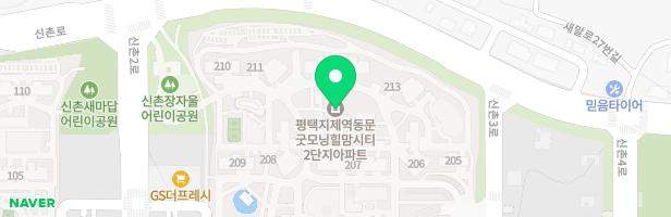 동문굿모닝힐 맘시티 2블럭아파트 213동-205동 사이 놀이시설(물놀이 놀이터2번) 지도 이미지