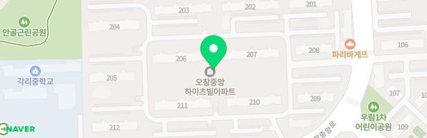 오창중앙하이츠빌아파트 203동 옆 놀이시설 지도 이미지