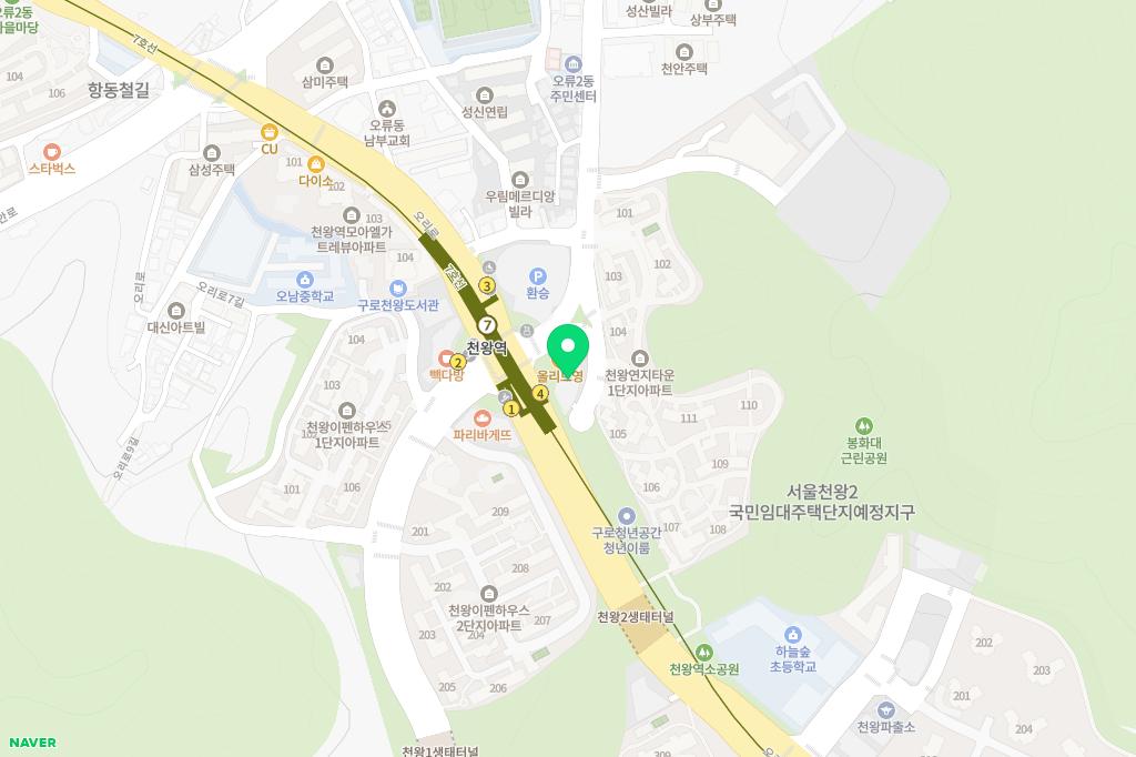 청기와뼈다귀해장국 오류천왕점 지도 이미지