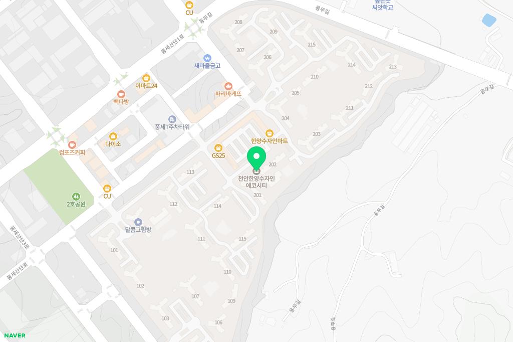 천안 한양수자인 에코시티 2단지 어린이놀이터7 지도 이미지